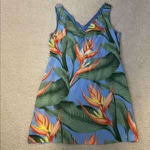 Vintage Tommy Bahama 100% Silk Tropical Floral Dress, Size 14
